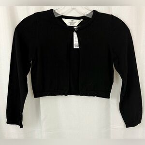 H&M Girls 6X/7 Classic Black 100% Cotton Long Sleeve Bolero Cardigan.        NWT